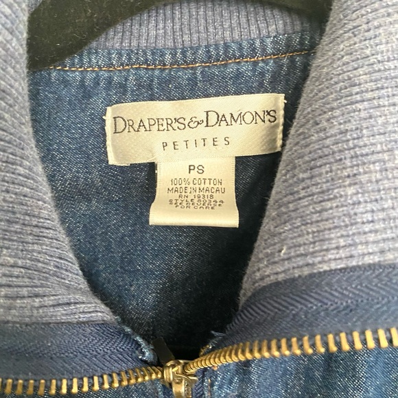 Draper’s & Damon’s Denim Jacket Small Petite Jean Moto Zippered Pockets - Picture 5 of 6